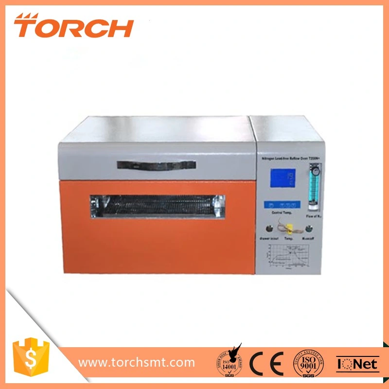 2023 Torch Small Desktop Nitrogen SMT إعادة تدفق الفرن T200n+ مع وظيفة قياس درجة الحرارة عبر الإنترنت في الوقت الحقيقي