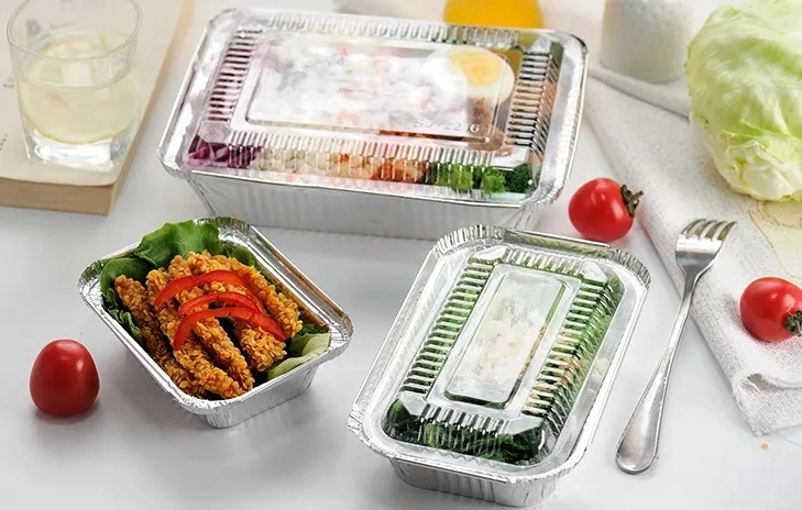 Food Grade Square E Verpackung und Lieferung Lunchbox Lagerung Schalen mit Aluminiumfolie Schalen mit Deckel Lebensmittelverpackung Folie Container