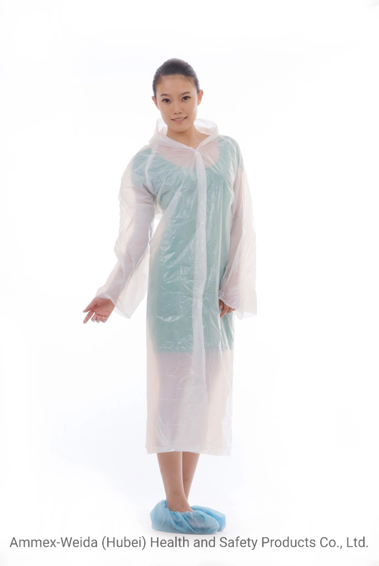 Disposable PE Visitor Coat with Hood for Prevent Dust in Factory or Food Handling