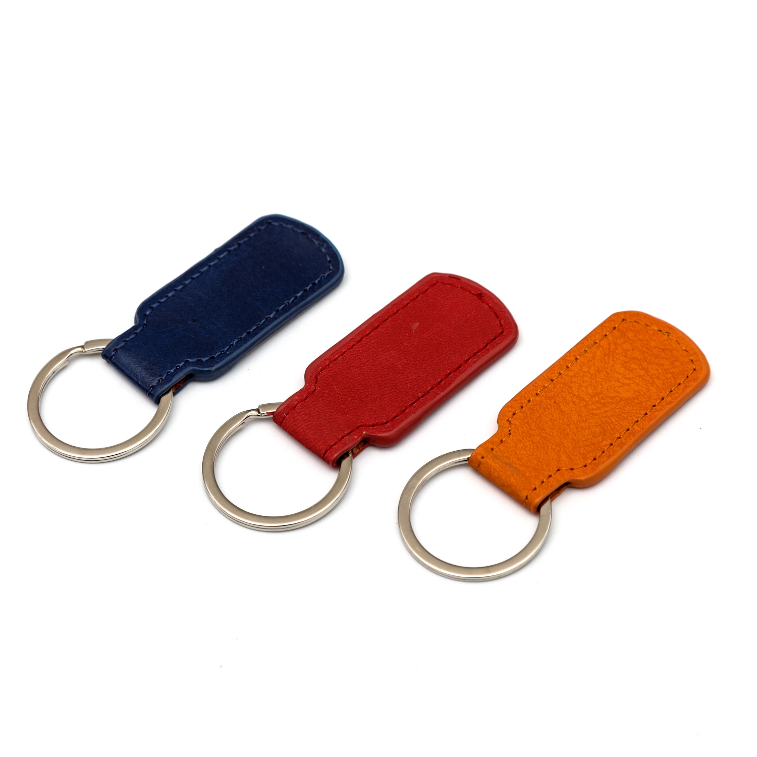 Custom Made Genuine Leather Key Chain Keychain Embossed Logo Metal PU Leather Keyrings