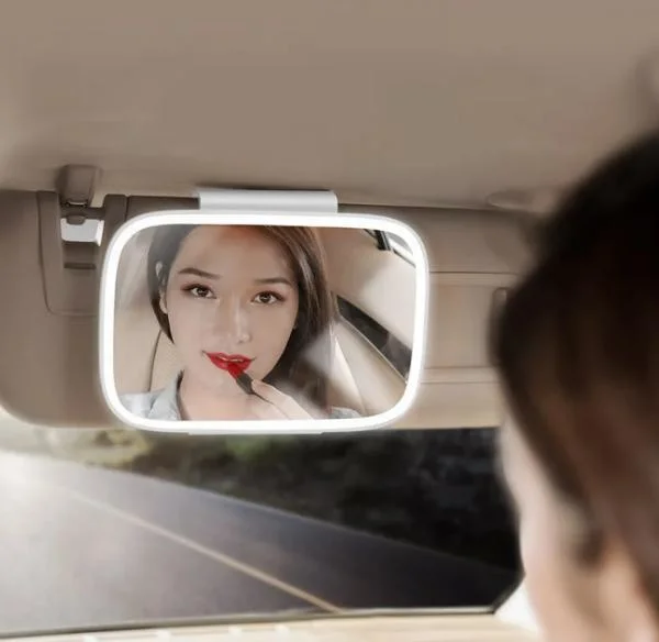 Universal Car Portable LED Makeup Mirror Auto Visor HD Cosmetic مرآة ماكياج السيارة مع مصابيح LED