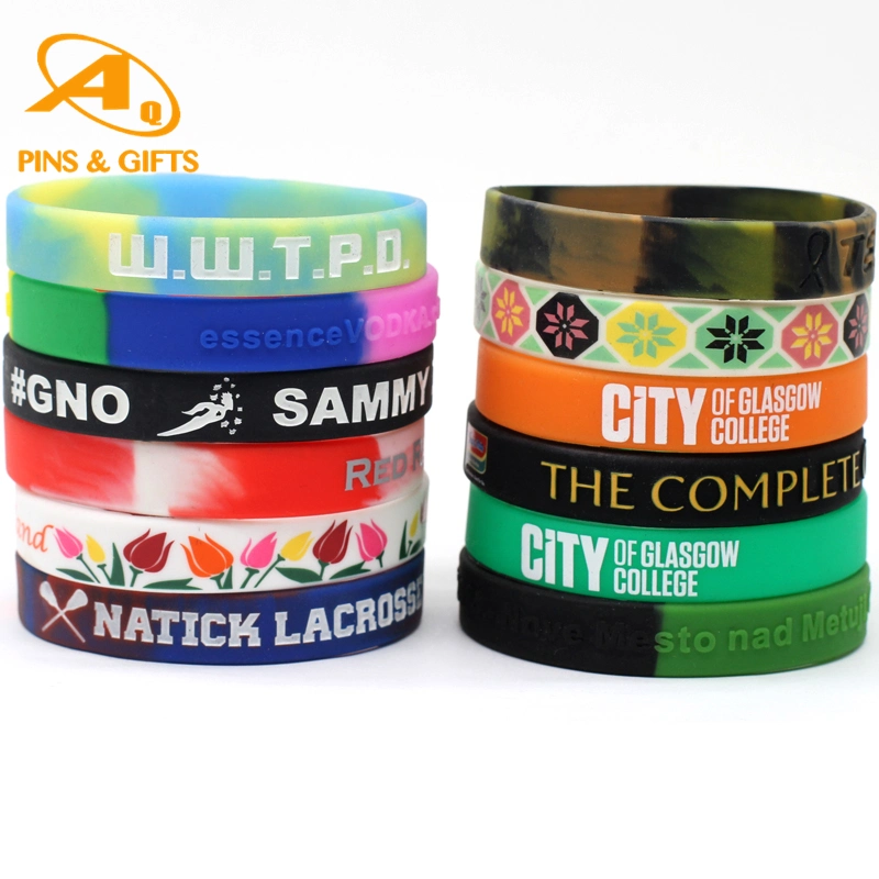 OEM Custom Logo Hand Christmas Custom Embossed Advertising Bracelet Rubber Silicone Wrist Band