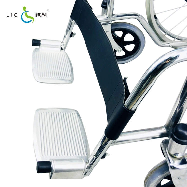 Lovecare Foshan Factory Physical Therapy Equipment Medical Hospital Steel Manual Chromed Wheelchair 809 Basic Folding Wheel Chair