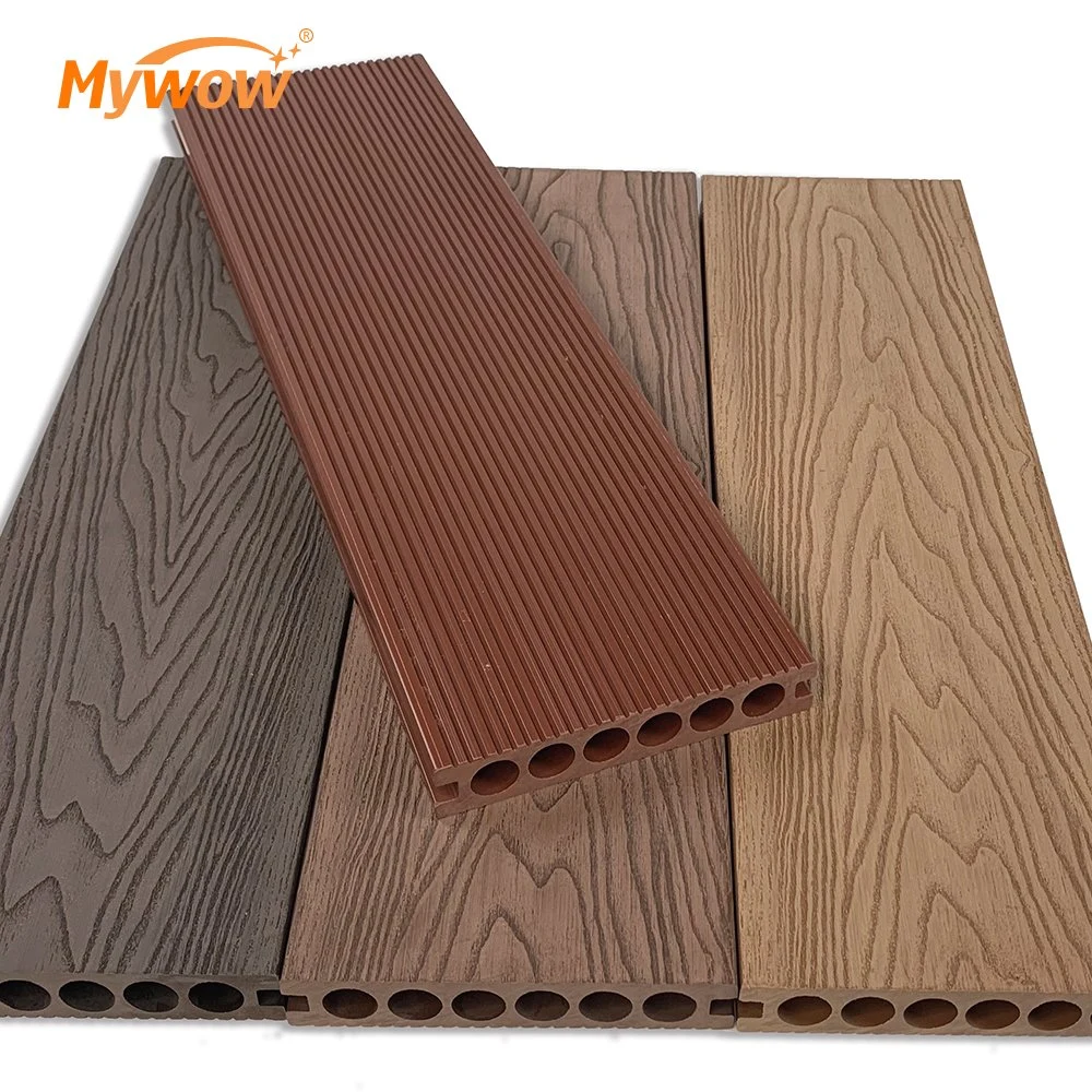 Einfache Installation Hollow WPC Holz Kunststoff Composite Decking Wasserdichte Bodenbeläge Boards für Outdoor/Pool/Garten/Balkon/Terrasse