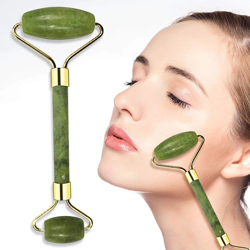 Precio al por mayor de alta calidad Masaje Facial Jade Cuarzo verde de Rodillos Rodillos de Jade Gua Sha Conjunto de la junta