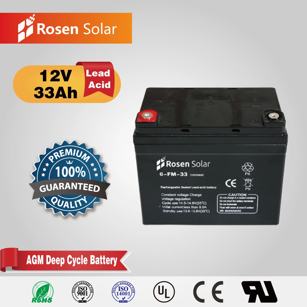 12V 33Ah batería recargable de plomo ácido AGM batería de gel de Almacenamiento de Energía Solar