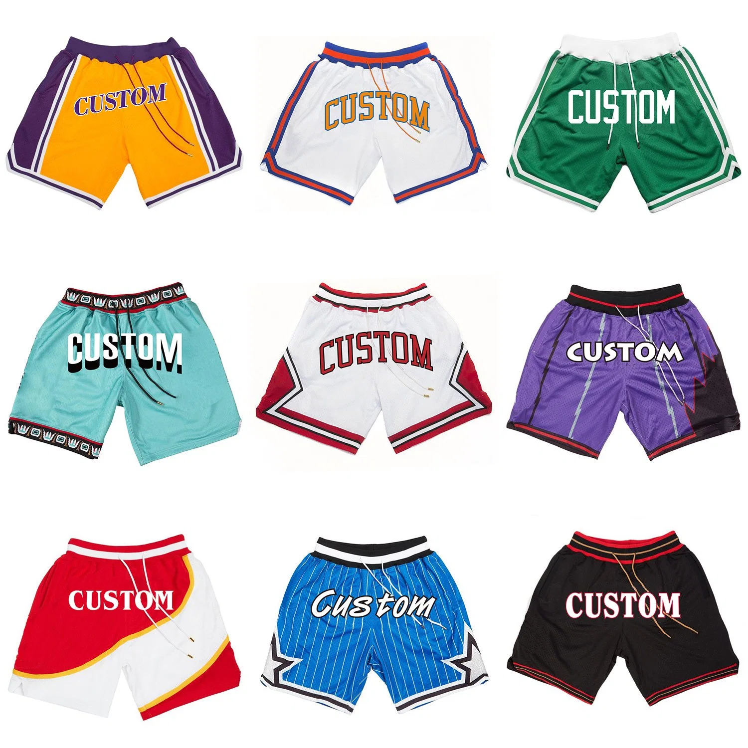 Personalisierbare Basketball Jersey Throwback Vintage Retro Mesh Shorts Sublimation Stickerei Herren′ Shorts