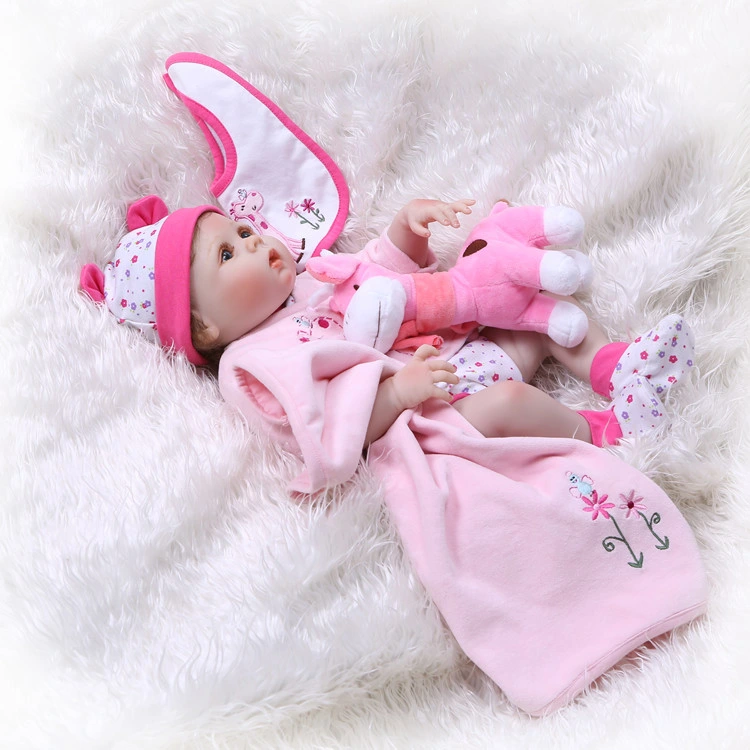 Reborn Baby Dolls Silicone Full Body 22 Inch Girl Doll Lifelike Realistic Bath Toy Birthday Gift Set