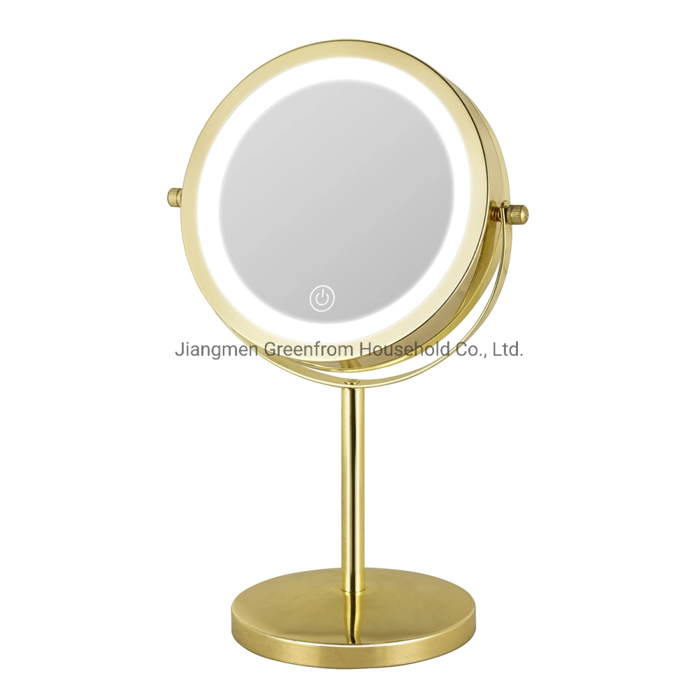 Greenfrom 7 pulgadas LED chapado en oro de espejo de mesa