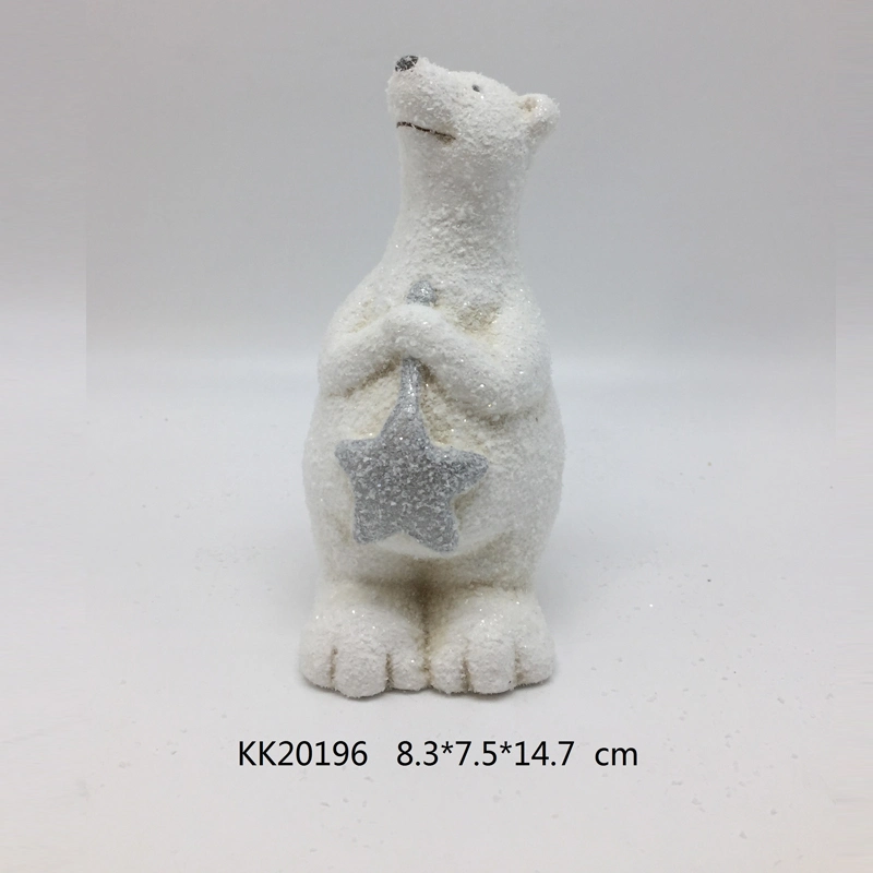 Ceramic Polar Bear with LED Lighting Ball for Christmas Decoration