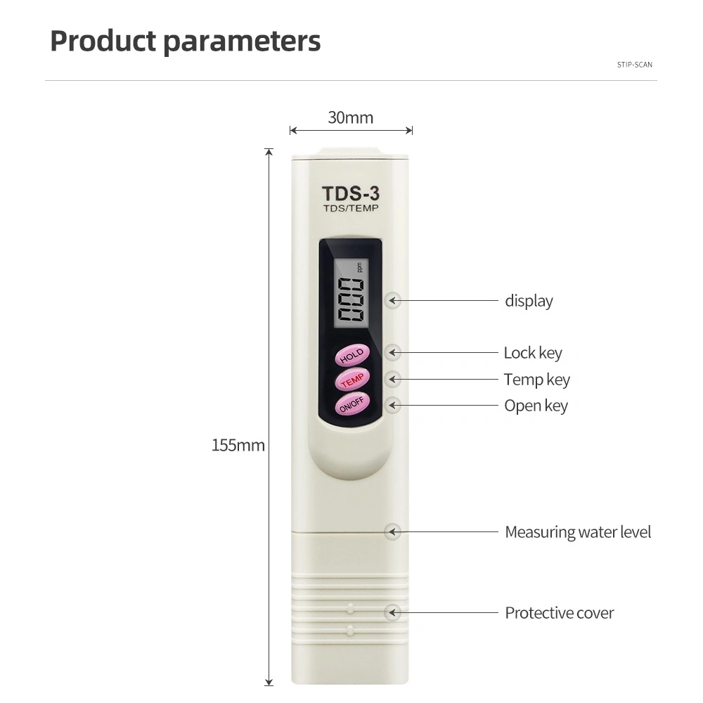 TDS-3 جهاز اختبار قابلية توصيل TDS المياه من جهة تصنيع المعدات الأصلية (OEM) مجانًا لمدة مياه الشرب في المختبر