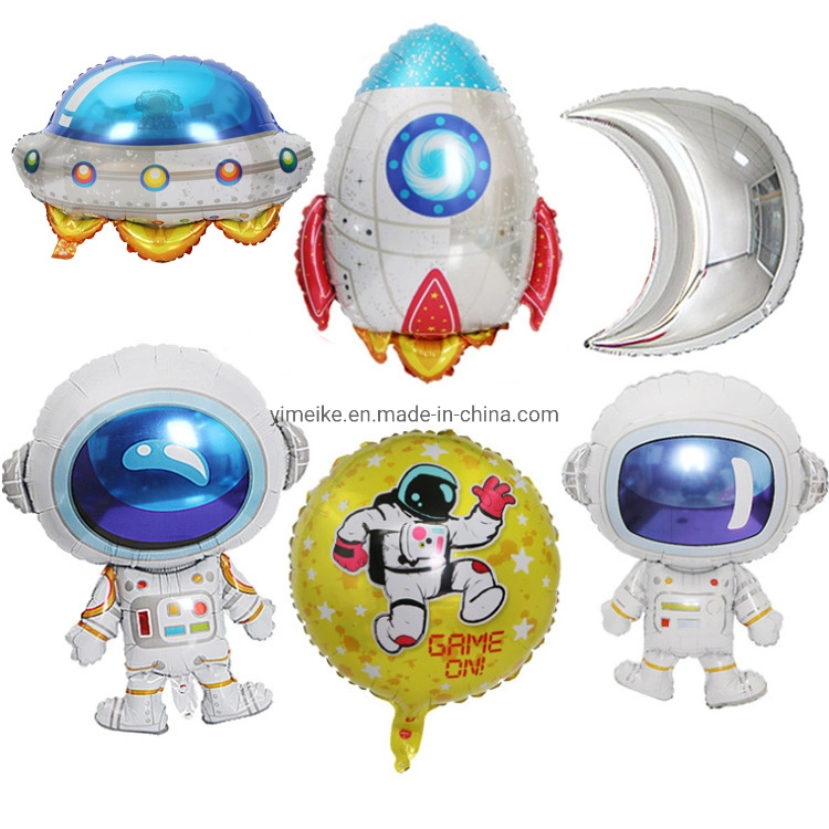 Baby Birthday Astronaut Theme Party Decorated with Cartoon Astronaut Rocket Spacecraft Aluminum Foil Balloon Set