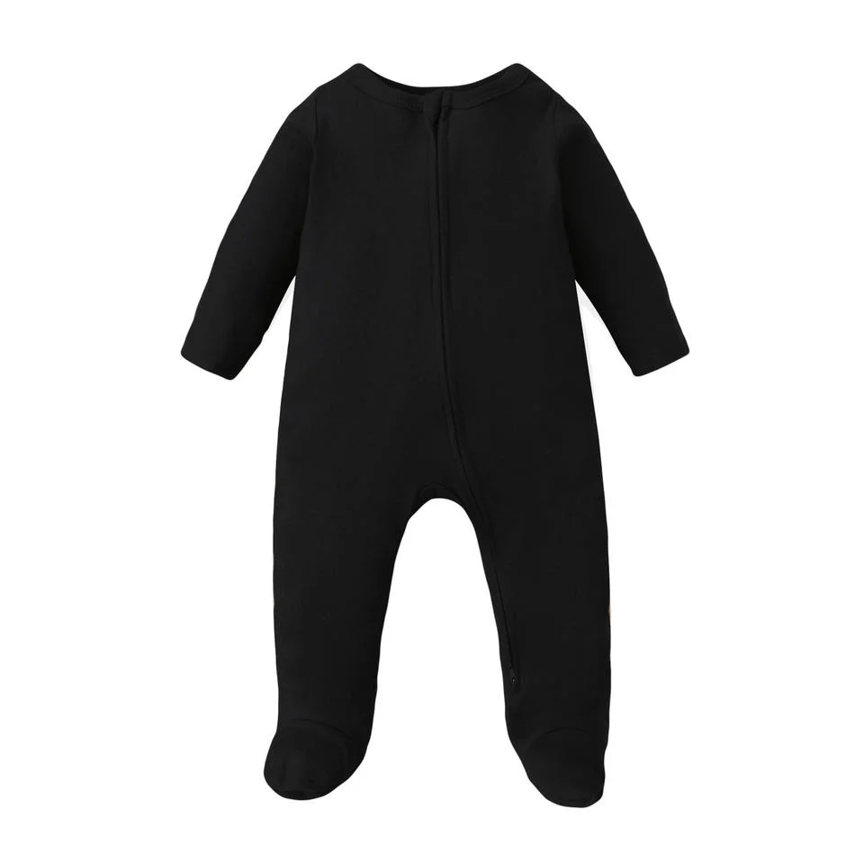 Custom Solid Bamboo Cotton Zipper Baby Romper Footie Pajamas Newborn Baby Clothes