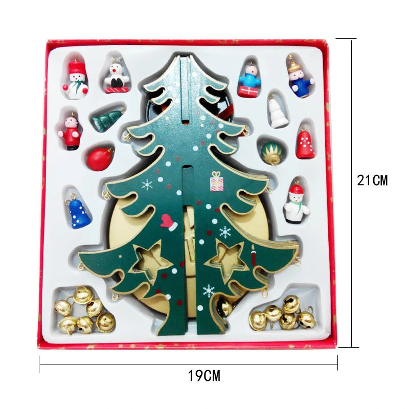 2021 Hot Sale Retro Cartoon Mini Christmas Tree Wooden Musical Gift Box Christmas Decoration CT-1001
