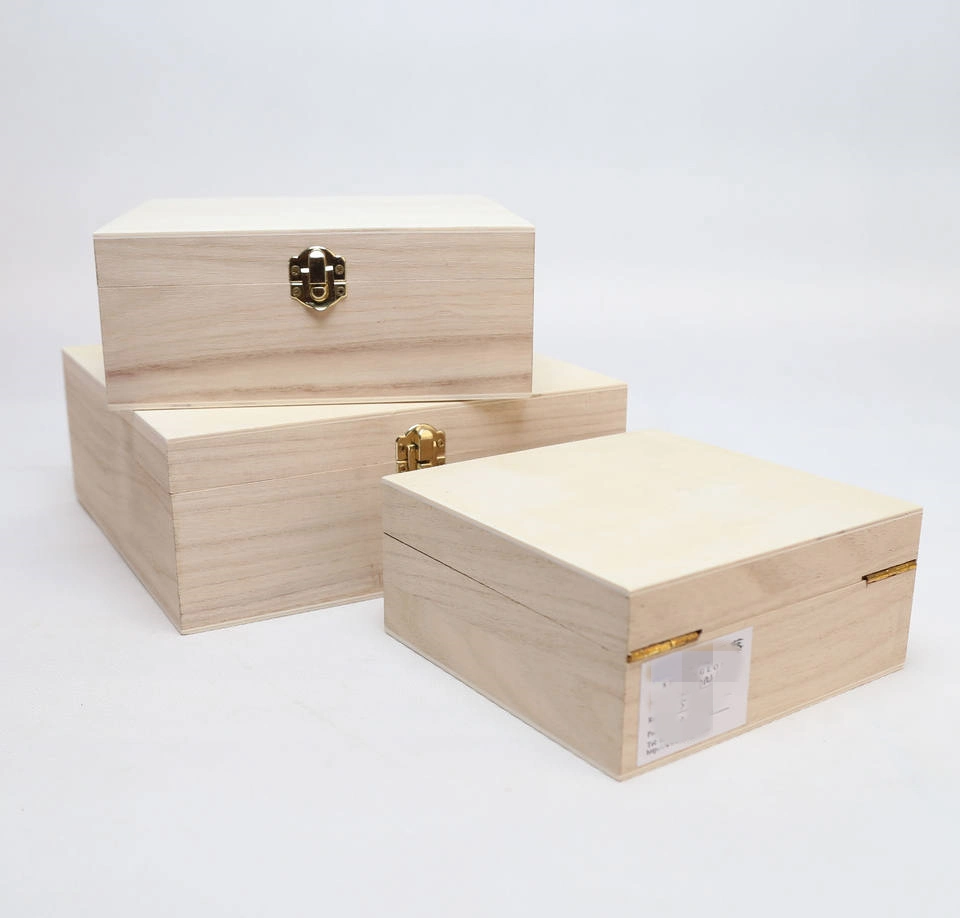 Customization Pine/Paulownia Plywood/Wooden Box with Lock for Jewelry/Gift Storage