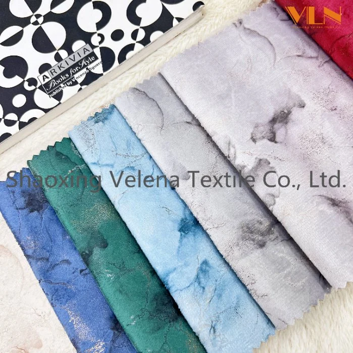 New Home Textile Soft Fabric Holland Velvet Dyeing with Print and Glue Emboss Upholstery Furniture Sofa Curtain Fabric Original Factory 9