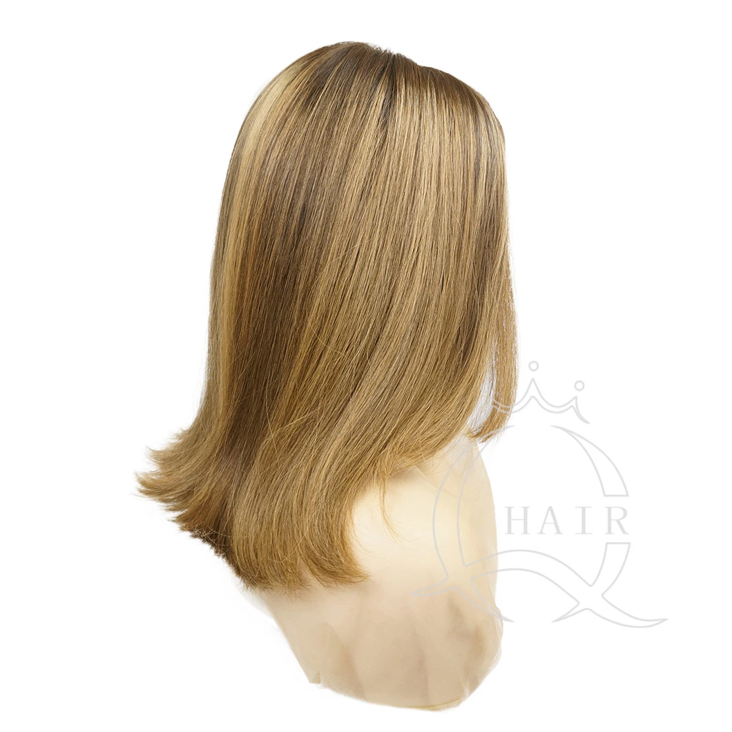 Mix Farbe Balayage Highlight Ombre Gradient Farbe Vorne Spitze Mensch Haar Traditionelle Seide Top Perücke Koscher Jüdische Perücke Scheitel Fabrik Direktverkauf Großhandel Perücke