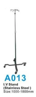 Stainless Steel Medical Movable Transfusion I. V. Pole, Hospital Infusion Stand