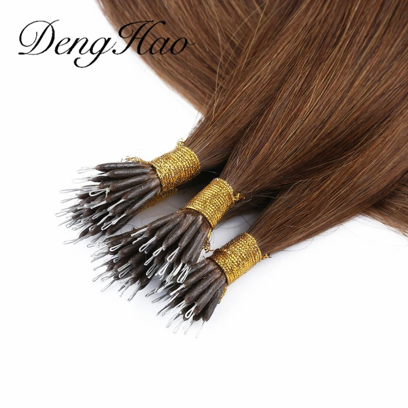 Fábrica 12A Grado Russian Virgin Remy Hair Nano Ring Hair Extensiones Color marrón oscuro