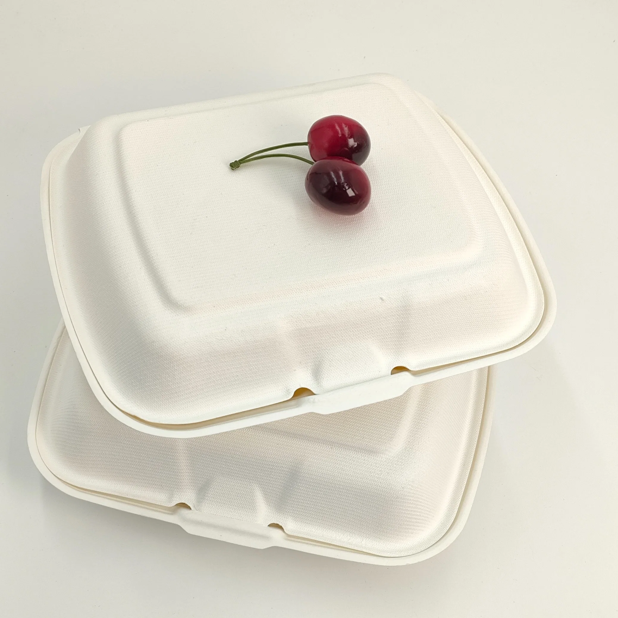 9'' Sugarcane Bagasse Clamshell Box Food Container Dispostable Biodegradable Tableware Hot Sale