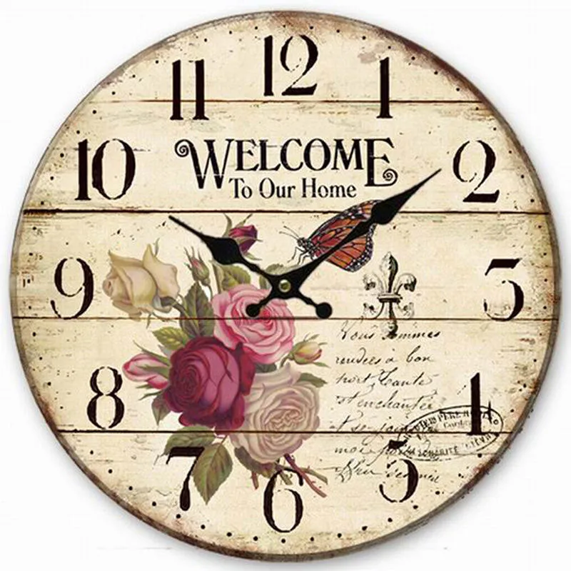 Retro Antique Morden Simple Classic Creative Decorative Custom Wood MDF Dial Clock