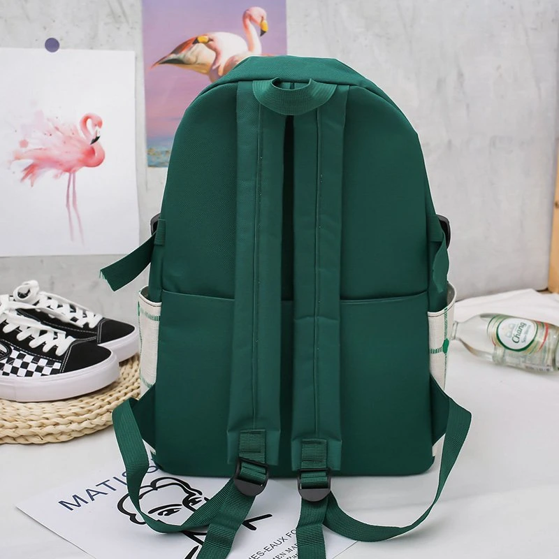 Comercio al por mayor Bookbag se comprueba el color de los estudiantes de ocio Escuela de conjunto de bolsas de tela mochila