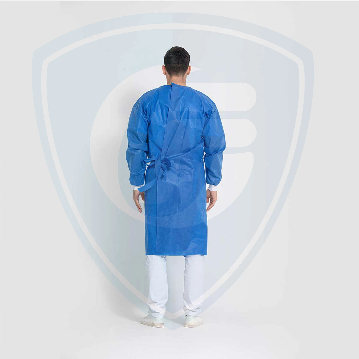 Disposable Blue SMS/Non-Woven Surgical/Isolation Gown Knitted Cuff Sterile Waterproof Hospital Operating Medical Supply