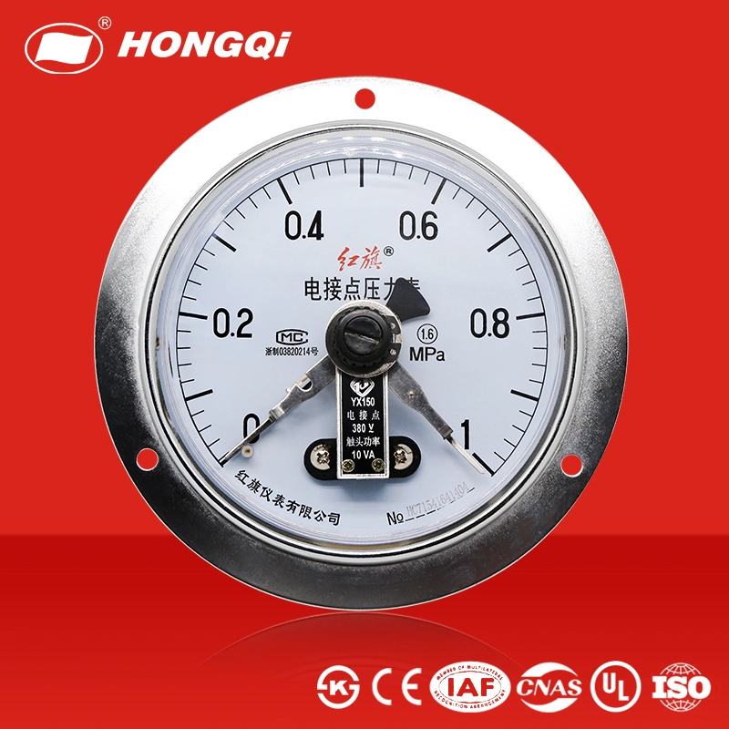 150mm Axial Electric Contact Temperature Pressure Gauge with Flange Water Supply Pressure Gauge