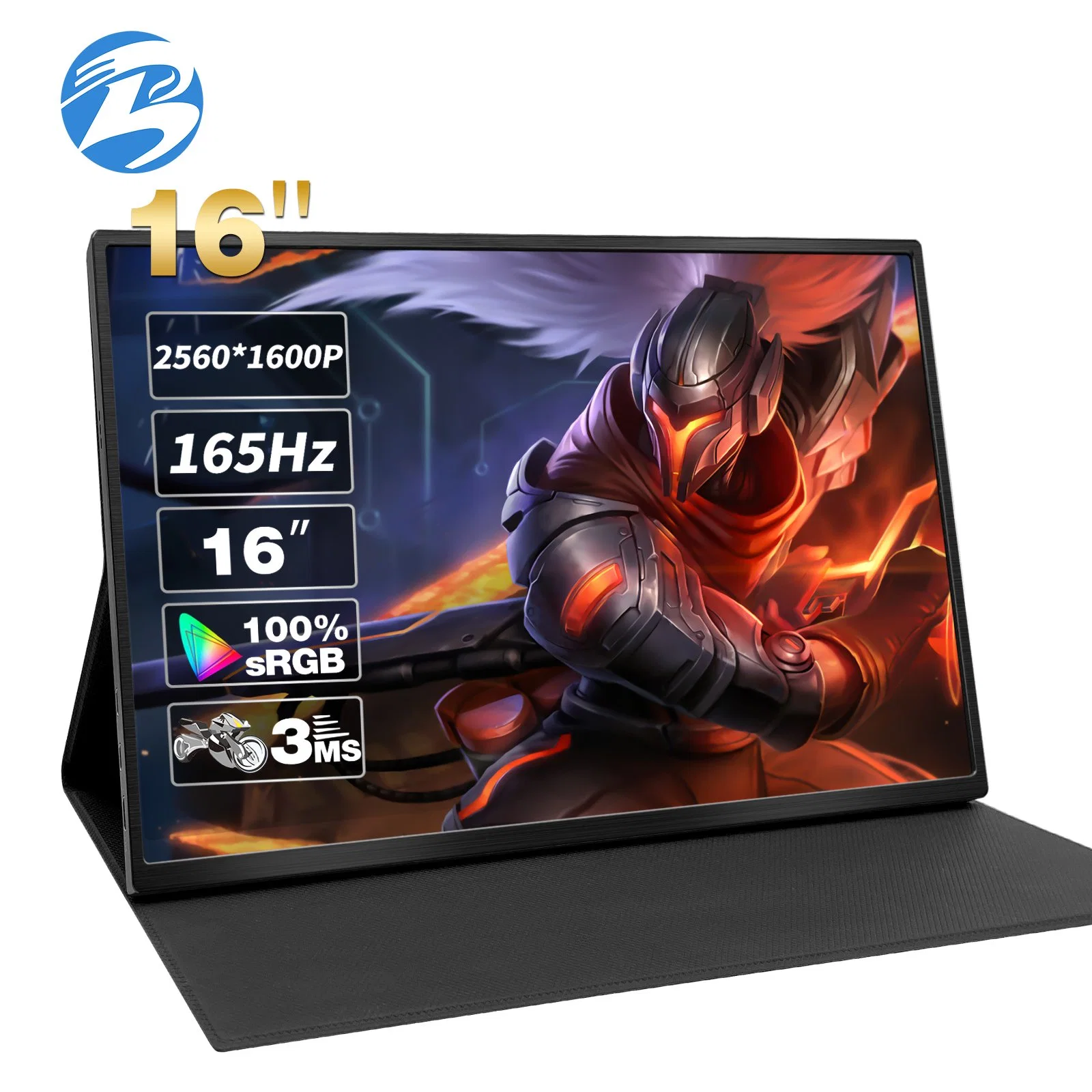 Monitor portátil 165Hz 2,5K IPS HDR de 16 pulgadas con Dual Altavoz Tipo C VESA Leather Case pantalla para juegos