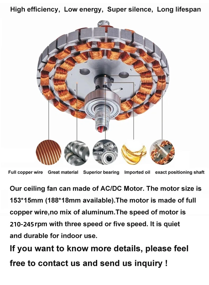 Ceiling Fan Light DC Fan Motor, Bluetooth APP Control