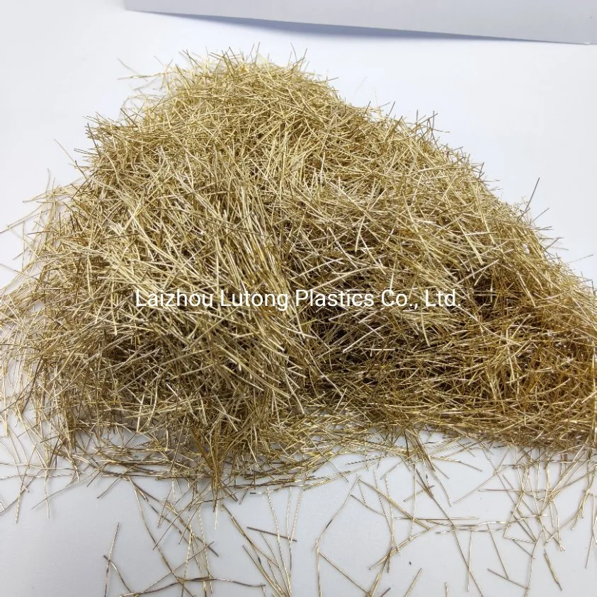 High Strength Yellow Copper Plated Steel Fiber 12mm Brass Coated Steel Fibre Copper Plated Straight Steel Short Cut Fiber