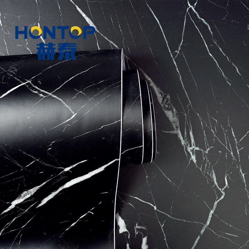 Customized Pattern Marble Grain Black PVC Ceiling Film for Panel Decoration