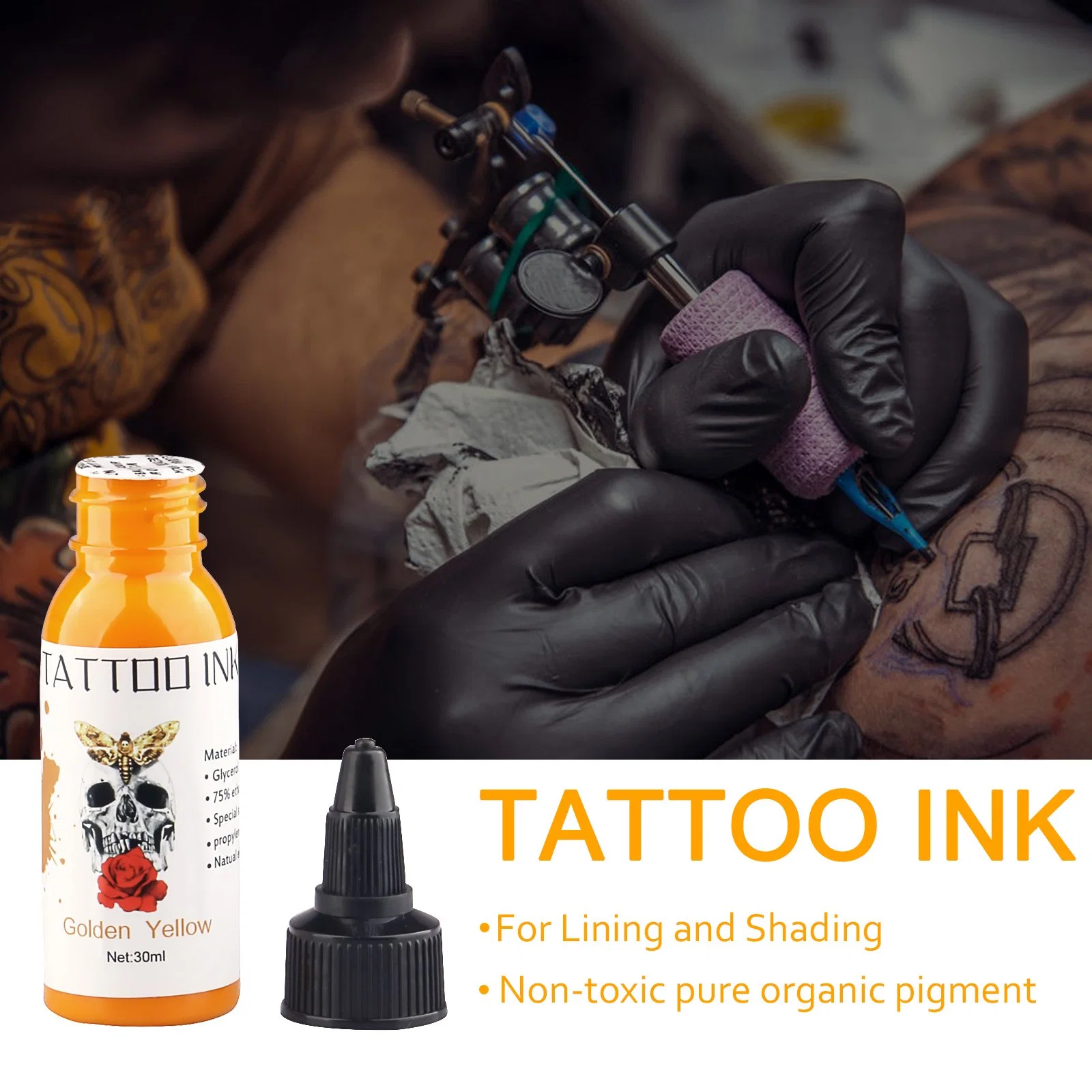 Tuffking 7 couleurs naturelles de plantes d'encre de tatouage 30ml Pigments de tatouage