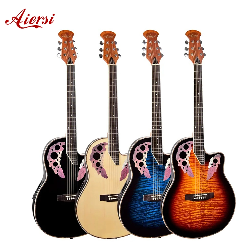 Aiersi Color Round Back Ovation Guitarra acústica Folk instrumento de música