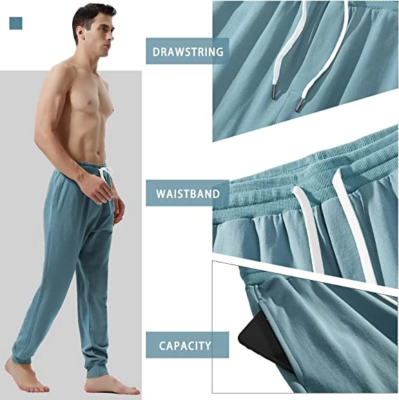 Side Pocket Elastic Cuffs Loose Cuts Mens Sports Pants