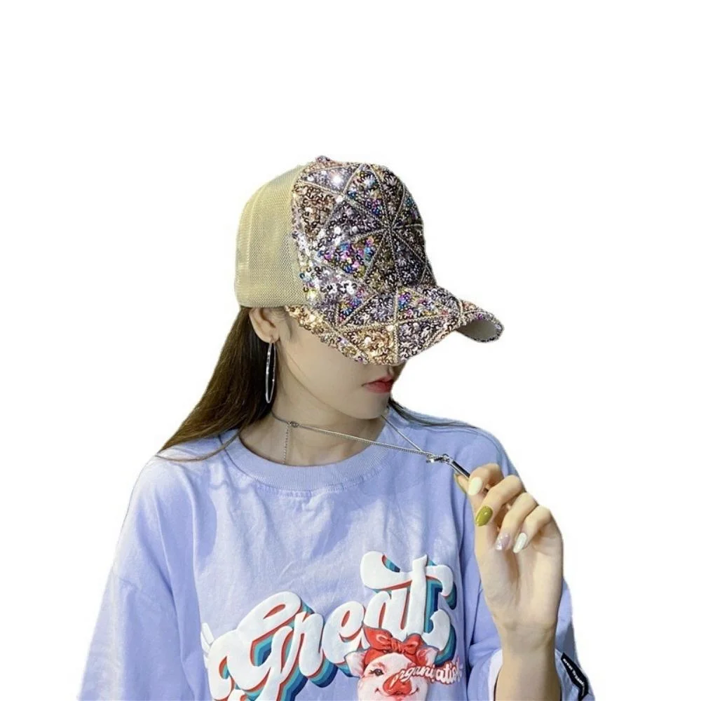 Fashion brillant couleur sequins Baseball Cap Printemps été respirant filet Casquettes hommes femmes extérieur Wyz20817