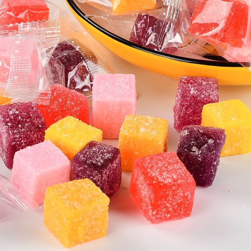 Mixed Fruit Flavor Sugar Confection Creative Square Gummy Candy