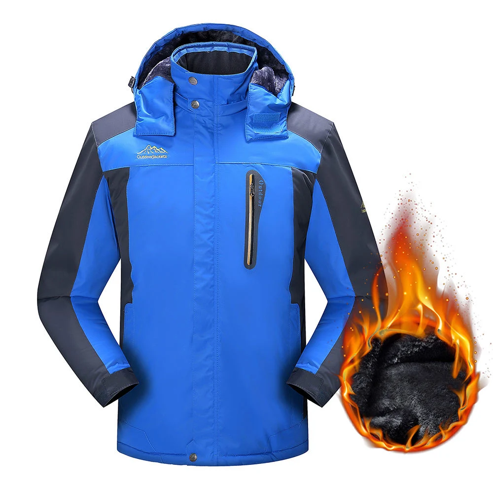 Men's Winter Outdoor Waterproof Plus Size Ski Jacket with Fleece Lining