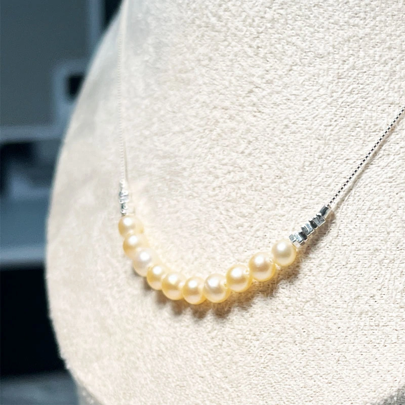 Collar de plata de perlas de agua dulce natural (CF-SPN-026)