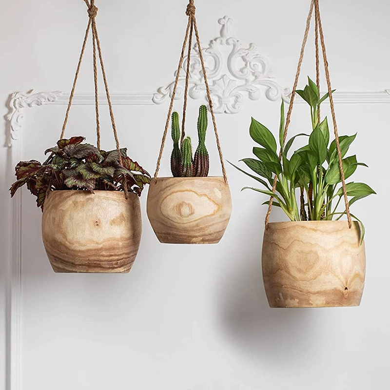 Wooden Hanging Planter Planter Pot for Indoor Plants Decorative Plant Pot Container