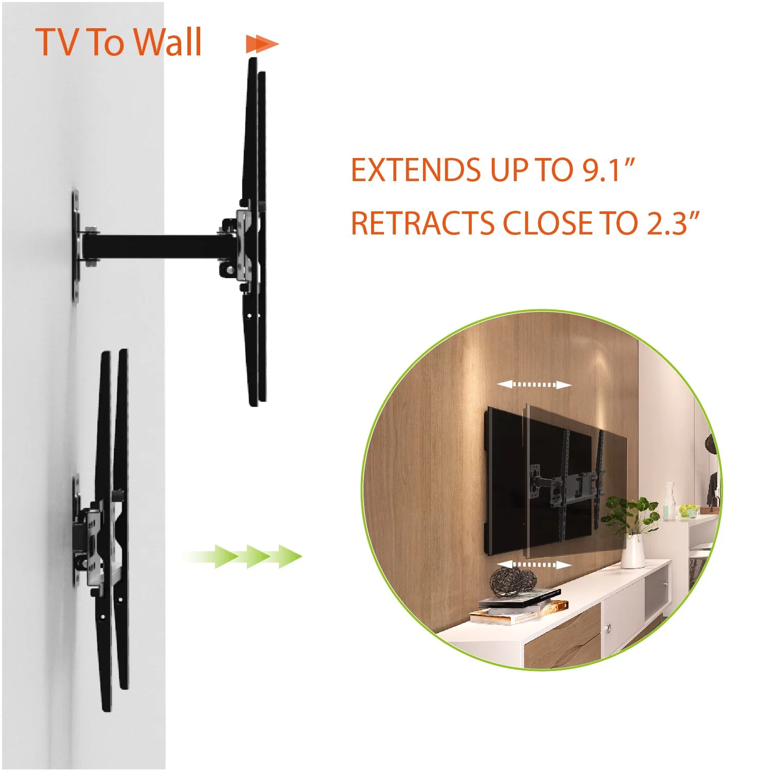 Soporte de TV tubo de Sling Soporte de TV Full Motion inclinación del proveedor Y montaje en pared para TV giratorio Max VESA 400*400mm