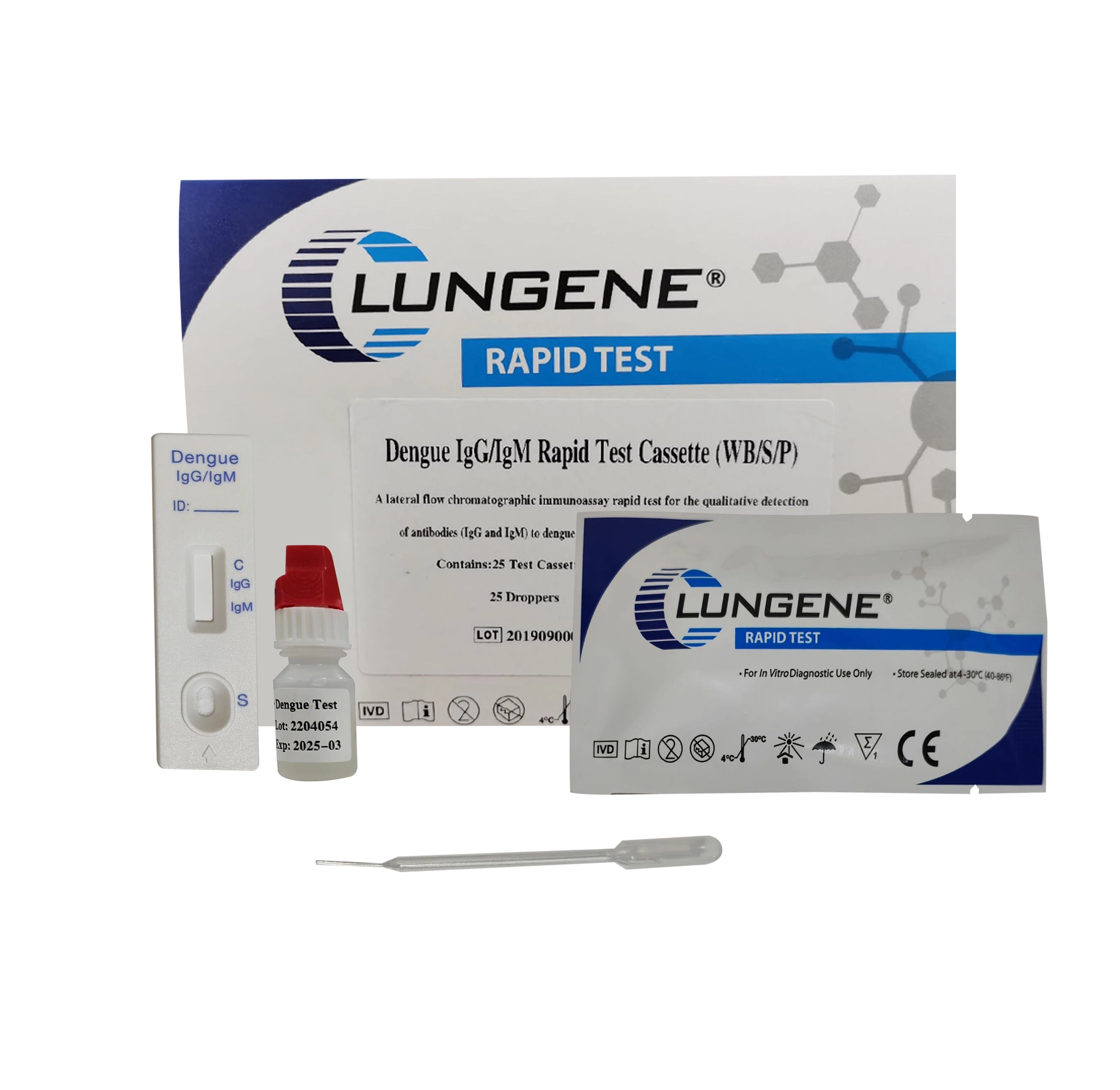 Kit de teste de diagnóstico Dengue IgG/IgM Rapid Test com aprovação CE e ISO do fabricante