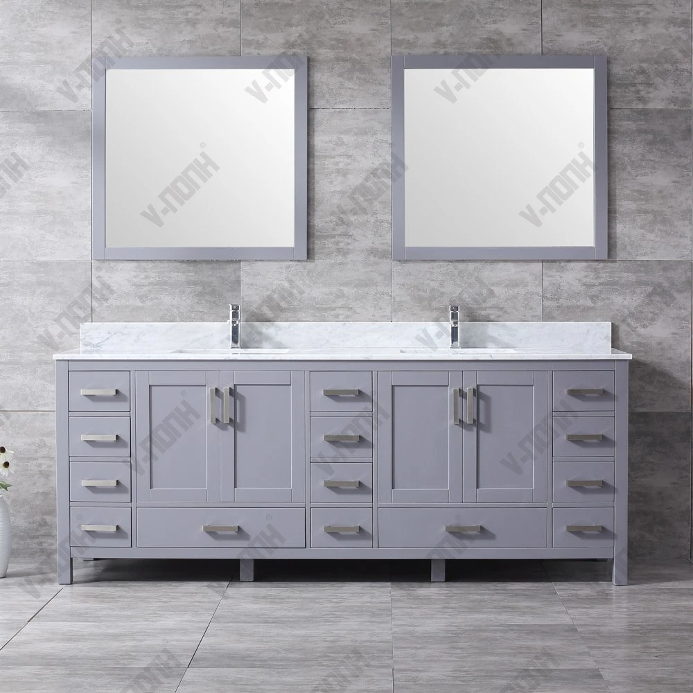 Super Large 84 Inch Solid Wood Double Bathroom Vanity Cabinet Set