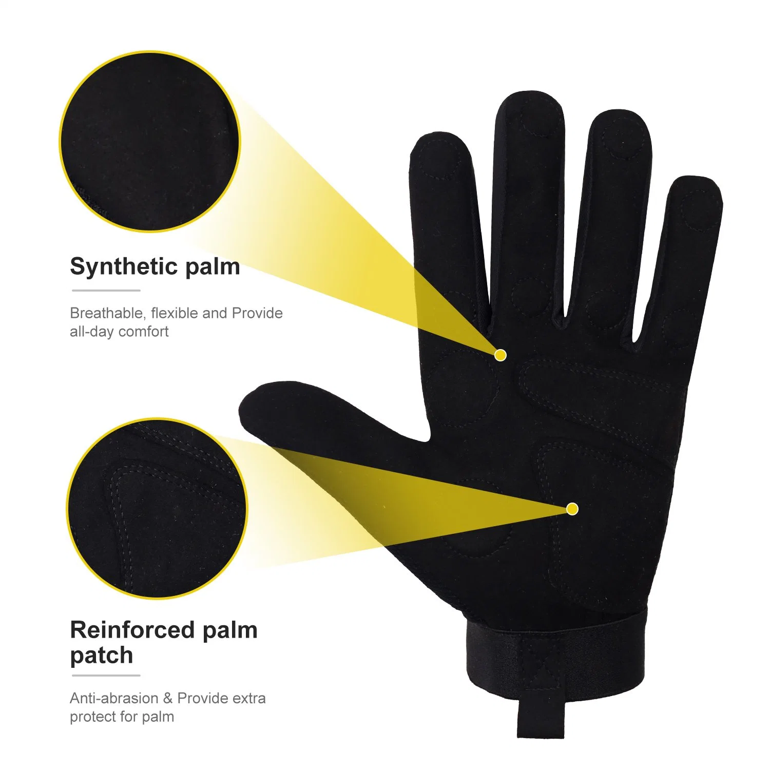 Prisafety Respirant Nouveau Design Gants de Mécanicien Noirs Gants de Sécurité de Travail en Plein Air Gants de Travail pour Hommes avec Aimant