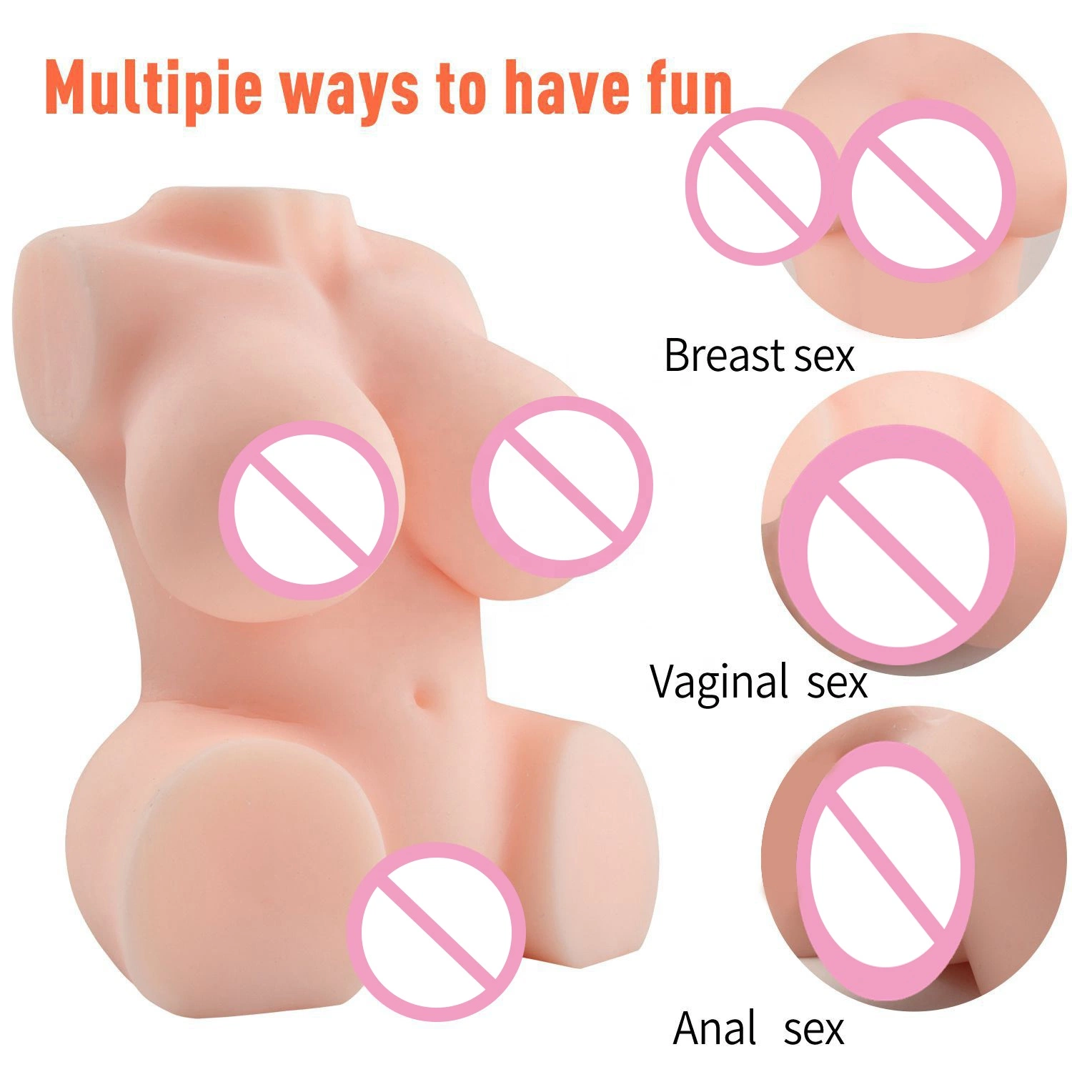 Funny Soft Double Big Buttocks/Ass and Double Buttocks/Breasts Vaginal and Anal Sex Toys Men&prime; S Masturbator Aircraft Cup Doll