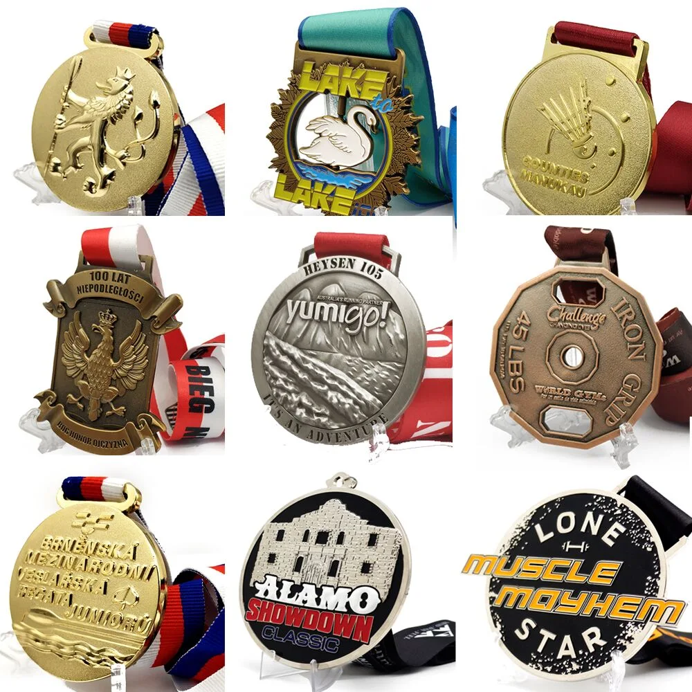 No Minimum Cheap Custom Souvenir Enamel 3D Logo Trophy Award Gold Metal Military Judo Football Soccer Run Race Triathlon Marathon Running Karate Sport Medal