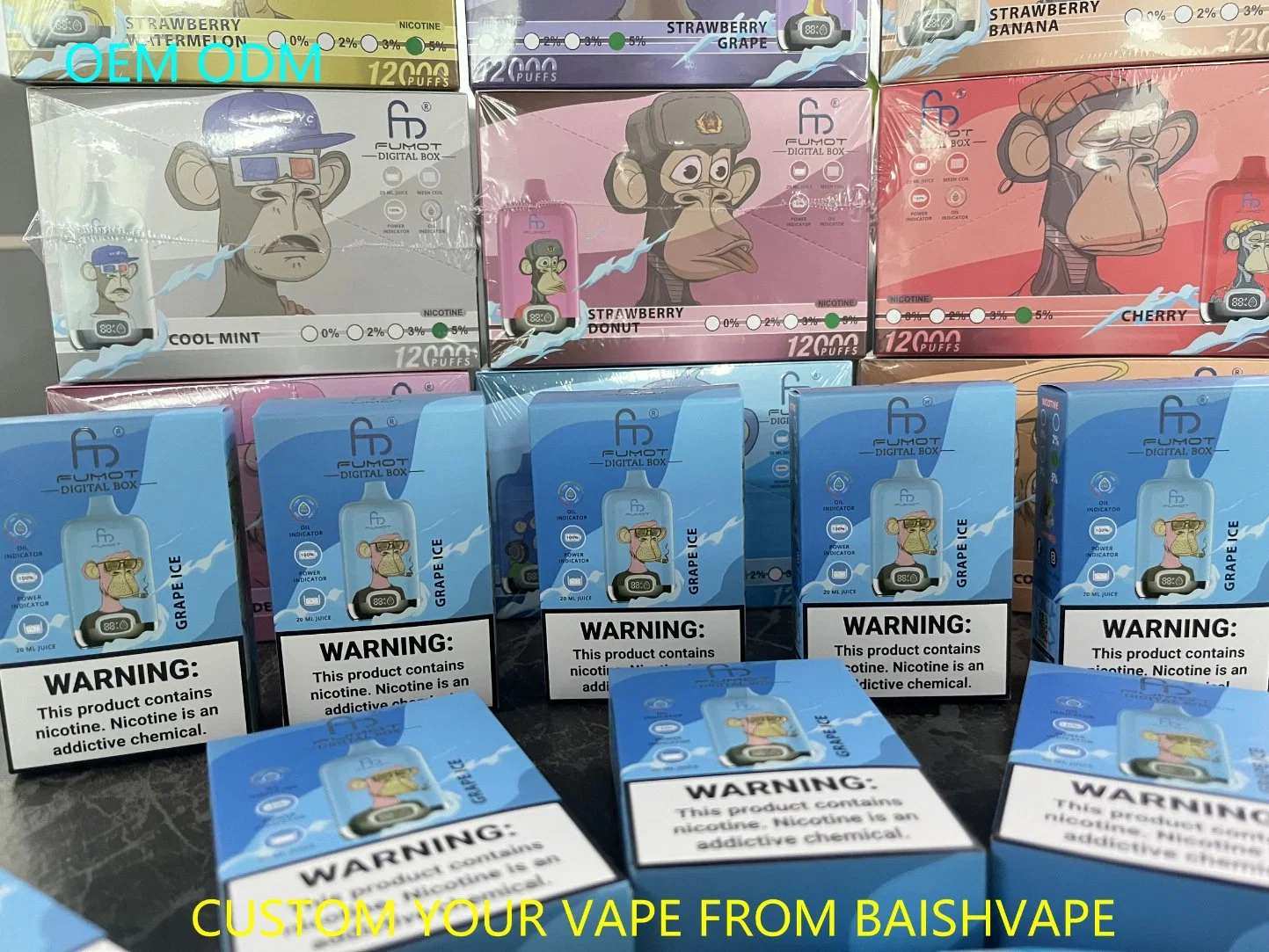 Zbood Personalized Premium Plus Neo Cotton Kk Energy Atomizer Randm Fumot Digital Box 12000 12K Puff Disposable Vape