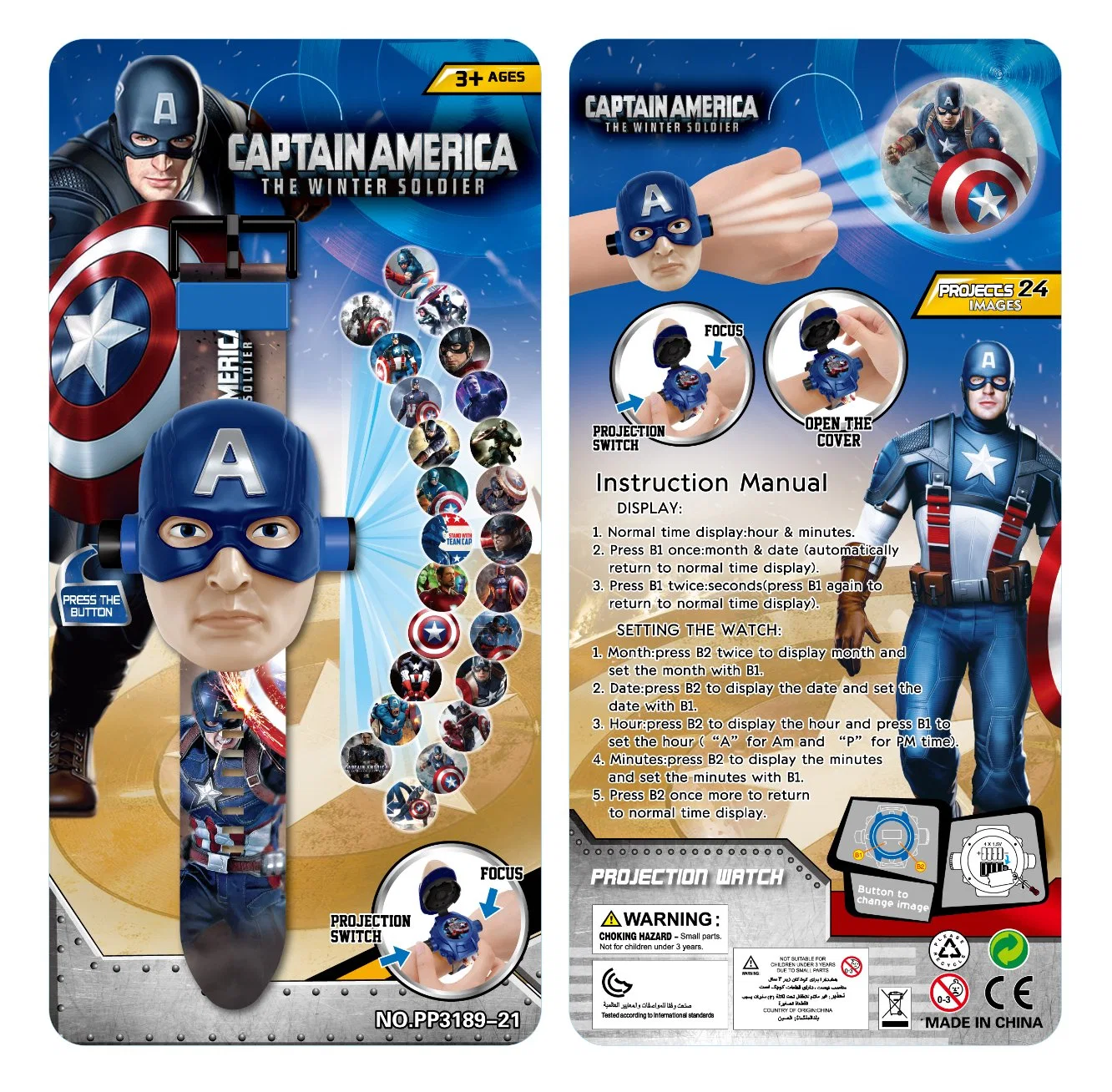 Nova projeção Flip Children do Homem-Aranha da Marvel Iron Man Cartoon Relógio de brinquedos Digital Watch Factory Direct Sales Kids Watch