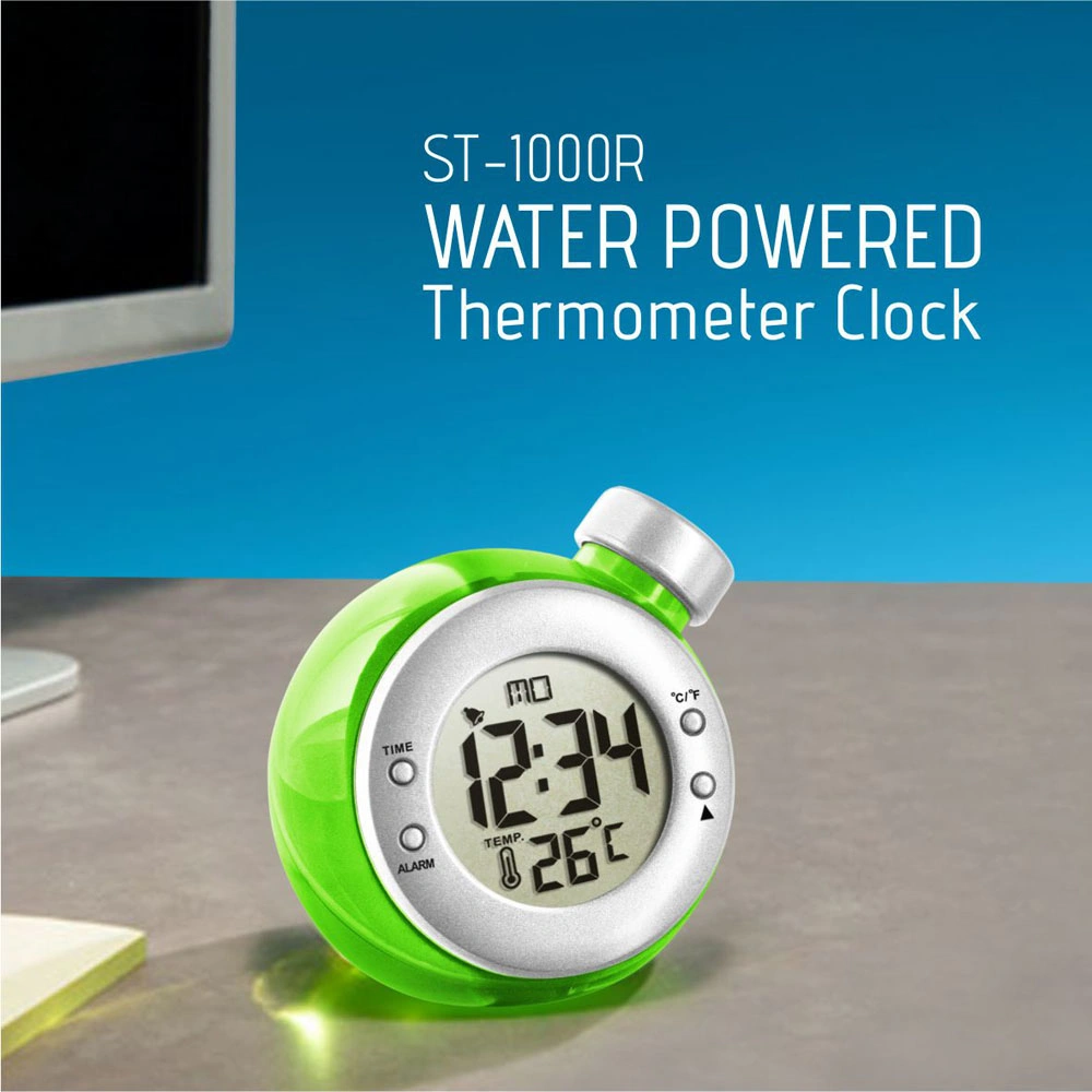 2021 neues Digital-Wasser angeschaltene Multifunktionsthermometer-Tisch-Taktgeber