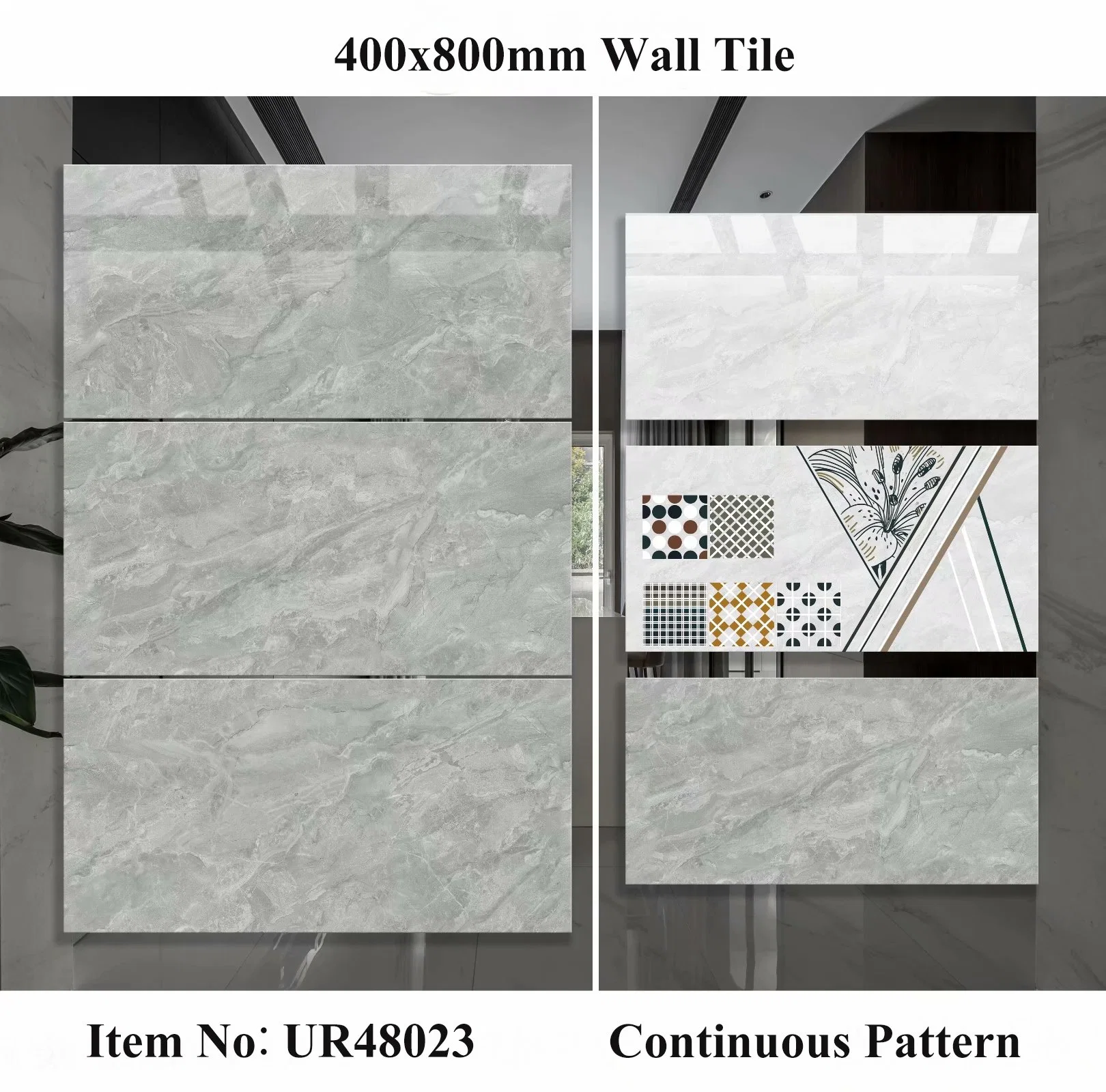 China Foshan Nuevo Diseño material de Construcción decoración 400X800mm Porcelana vidriada Baldosas de pared de suelo de cerámica para el baño